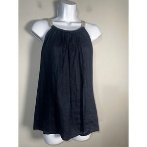 J. Crew Vintage 2007 Navy 100% Linen Nautical Rope Strap Halter Tank Top -‎ M